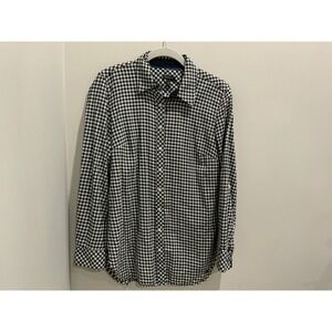 Talbots Womens Black White Gingham Roll Tab Long Sleeve Button Down Shirt S